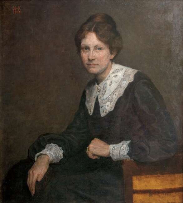 Portræt af fru Ryder med hedebokrave, malet af Herman Vedel